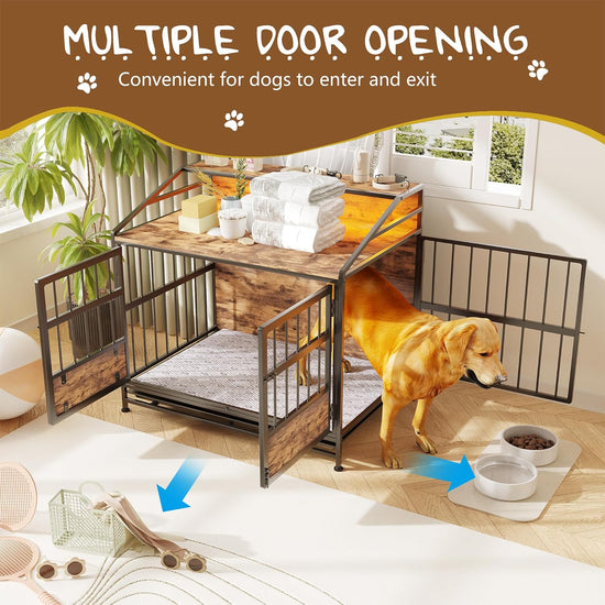 Furniture-Style Dog Crate with Storage (Brown)