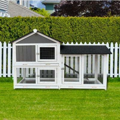 Rabbit Hutch with Walk-In Run (Wooden)