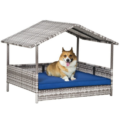 Rattan Dog House with Canopy