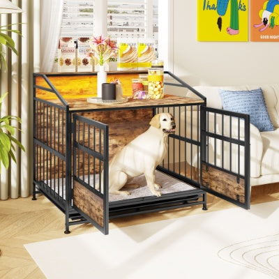 Furniture-Style Dog Crate with Storage (Brown)