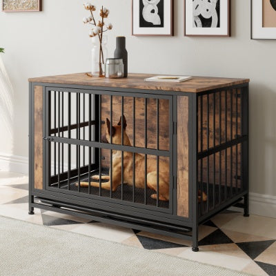38.9" Furniture-Style Dog Crate (Sliding Doors)