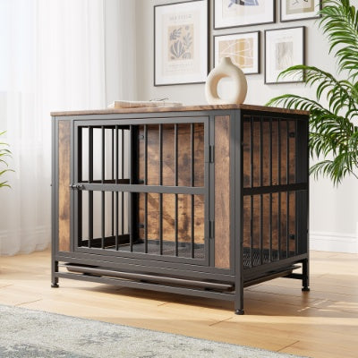 32.8" Furniture-Style Dog Crate Table (Rustic Brown)