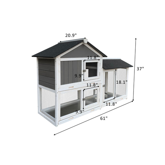 Rabbit Hutch with Walk-In Run (Wooden)