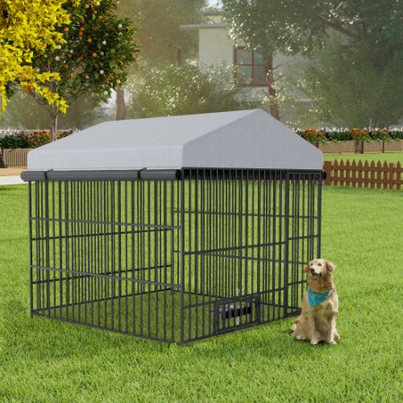 Outdoor Metal Dog Kennel with Roof (6.6&