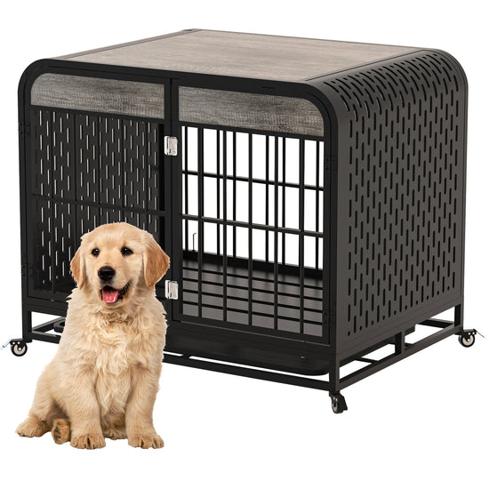 33" Furniture-Style Dog Crate Table (Grey)