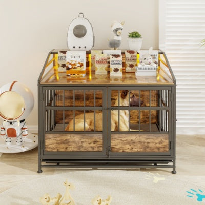 Furniture-Style Dog Crate with Storage (Brown)