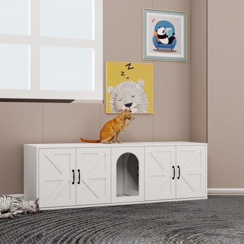 Double-Room Cat Litter Box Cabinet