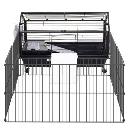 Small Animal Playpen with Casters & Bottle